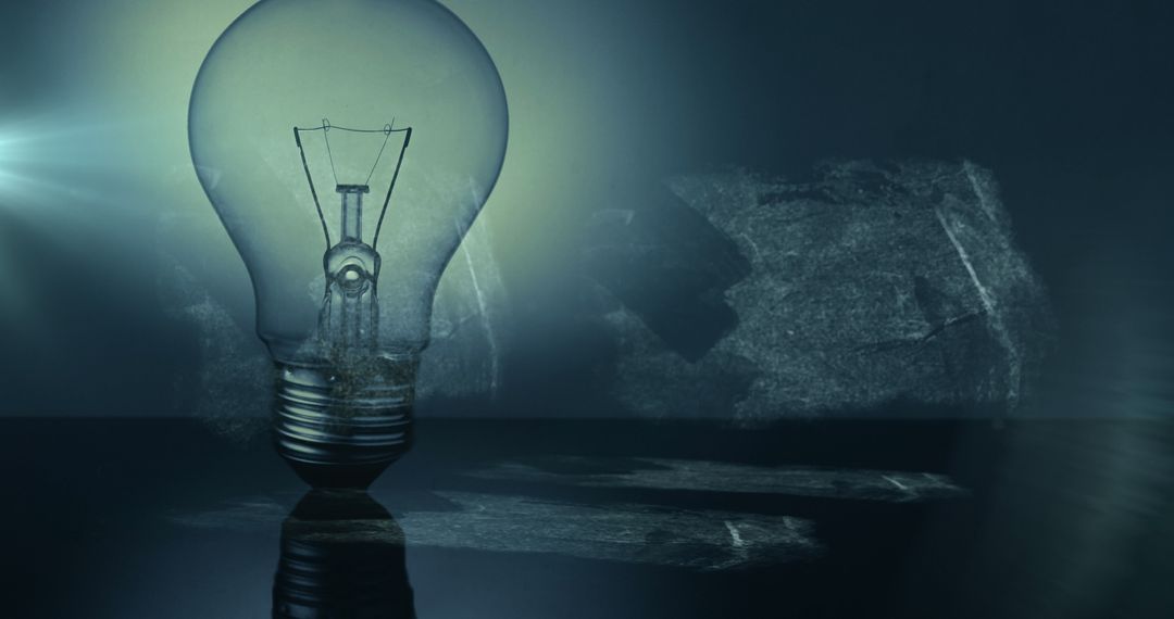 Illuminated Light Bulb with Abstract Data and Formulae Design