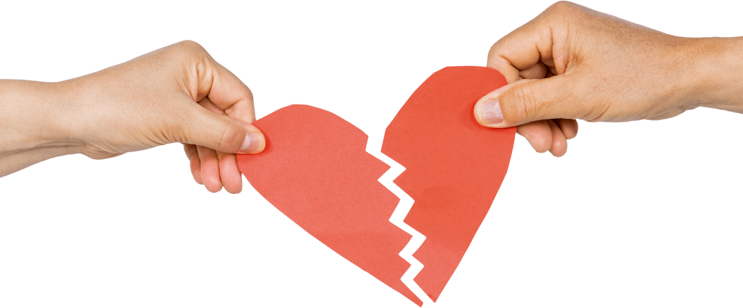 Couple Holding Broken Heart Half Transparency