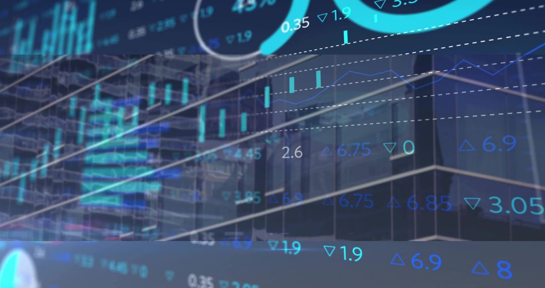 Digital Financial Chart Displayed Over Urban Skyscraper Facade