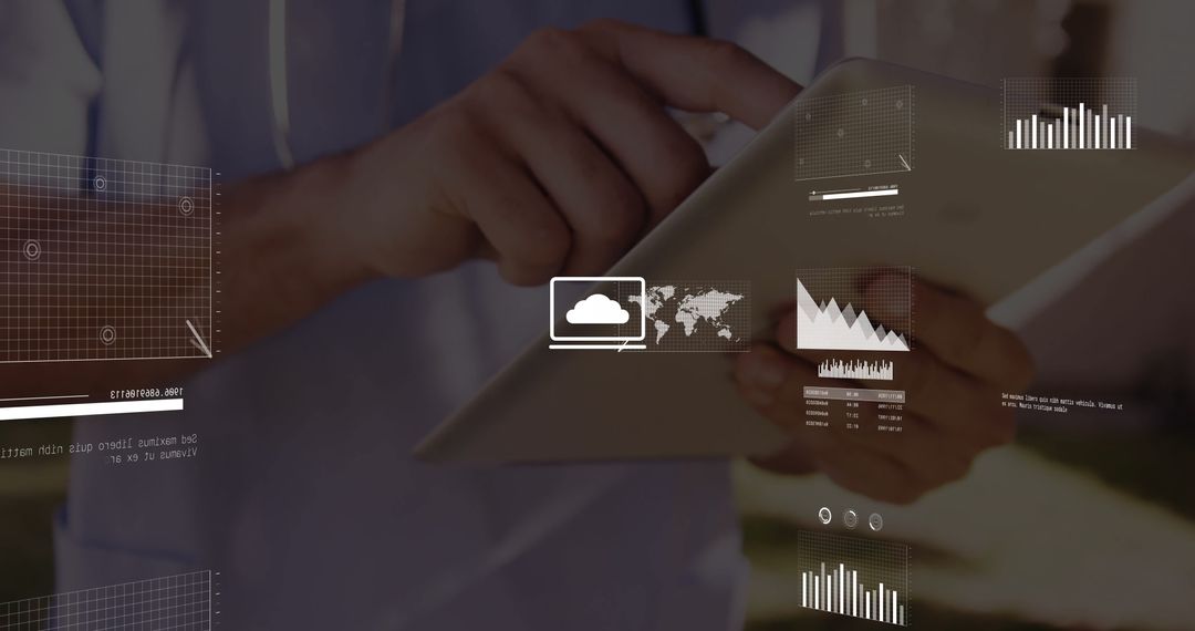 Man Analyzing Data Visualization on Tablet Outdoors