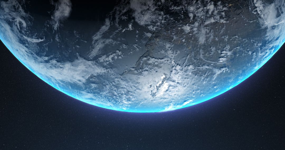 Stunning View of Earth from Space Showing Blue Atmosphere
