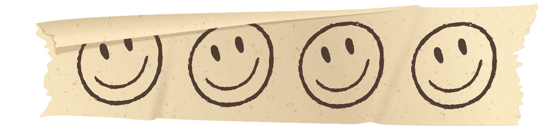 Transparent Tape with Hand-Drawn Smiley Faces on Transparent Background
