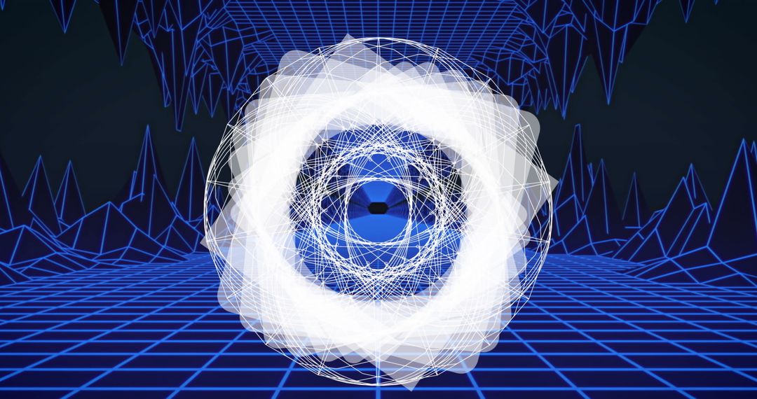 Abstract Geometric Shapes on Futuristic Grid Background