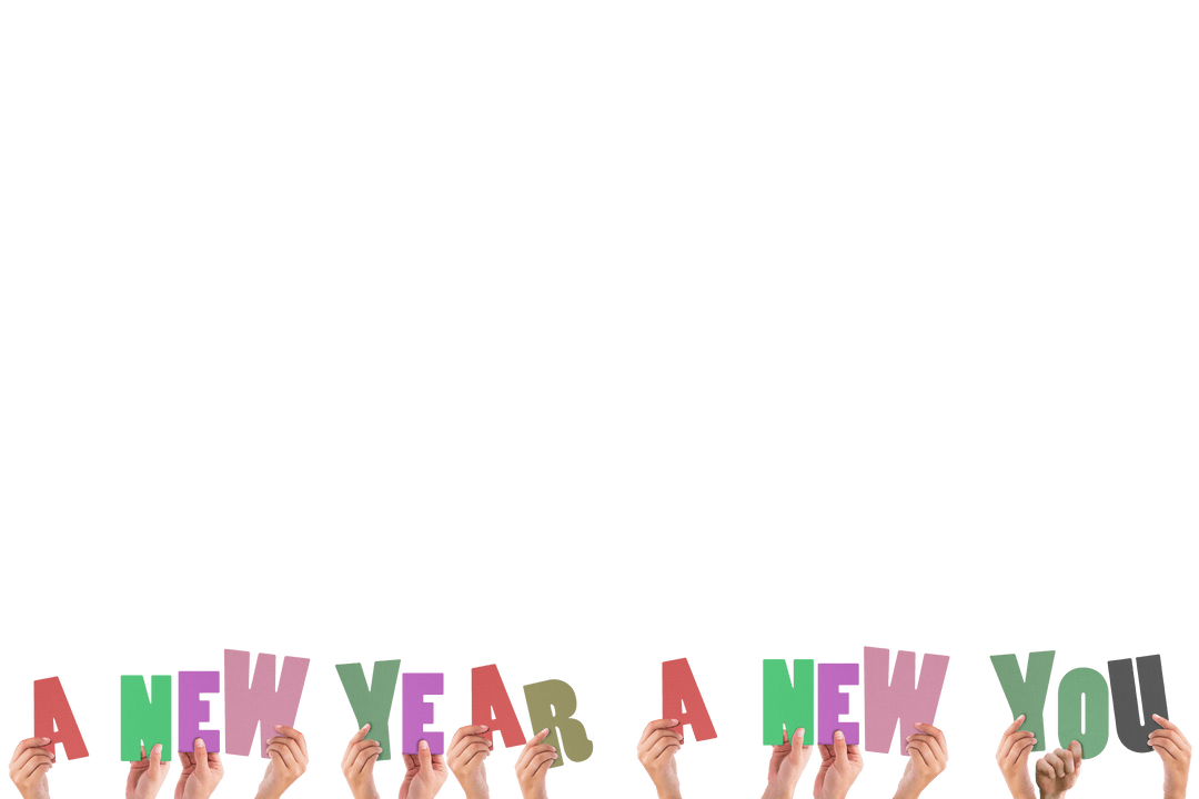 Transparent Hands Holding New Year Inspirational Message