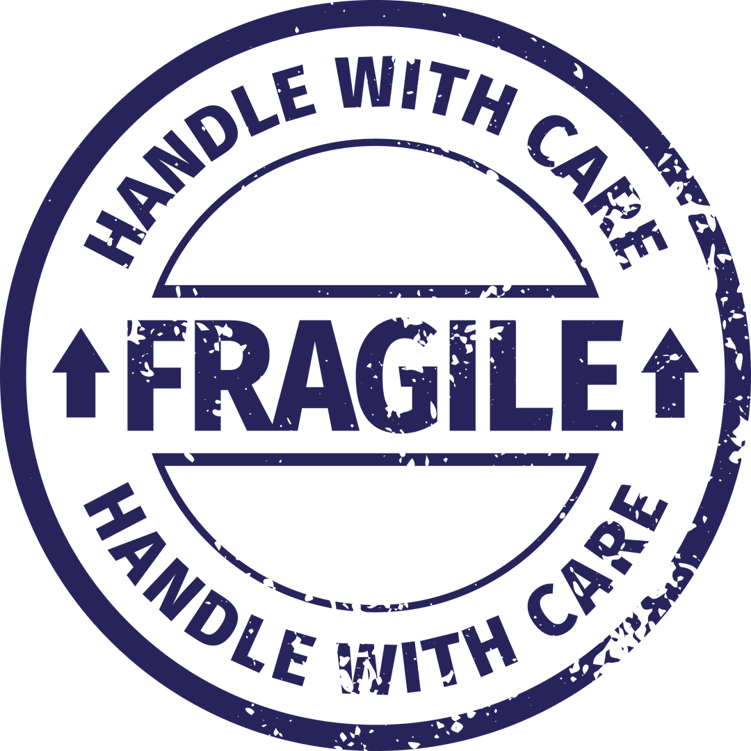Fragile Handle with Care Sticker on Transparent Background