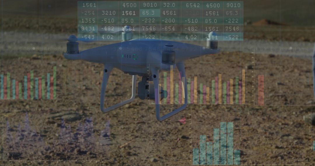 Drone Sharing Data Over Arid Terrain with Digital Graphs Overlay