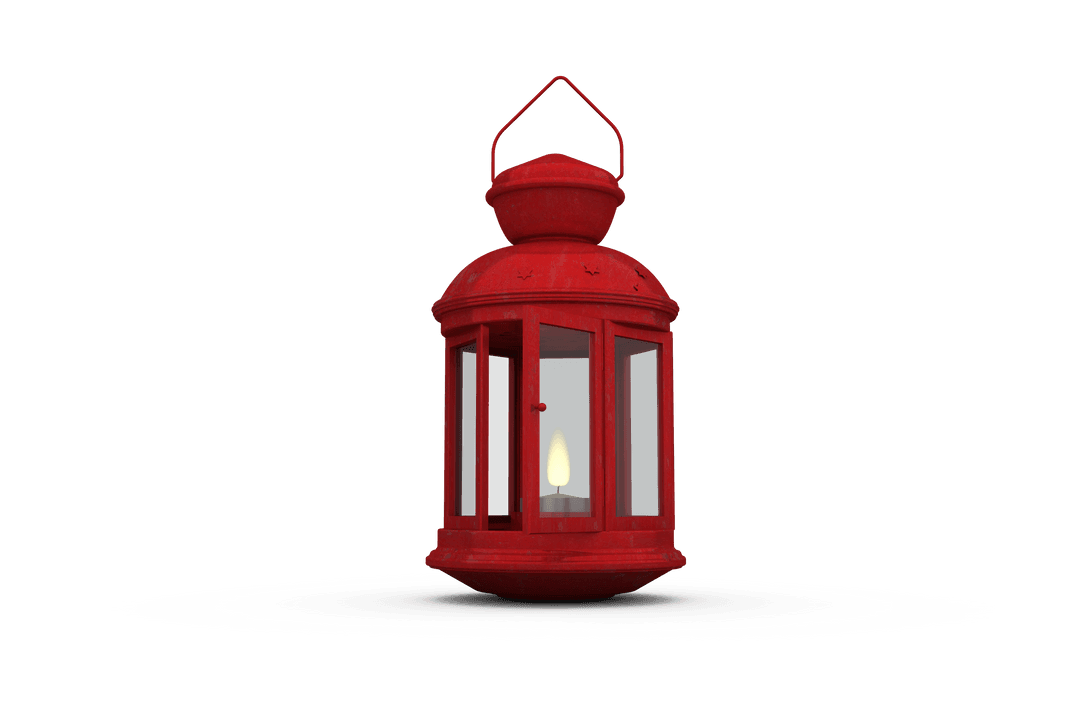 Transparent Red Lantern with Soft Flickering Flame