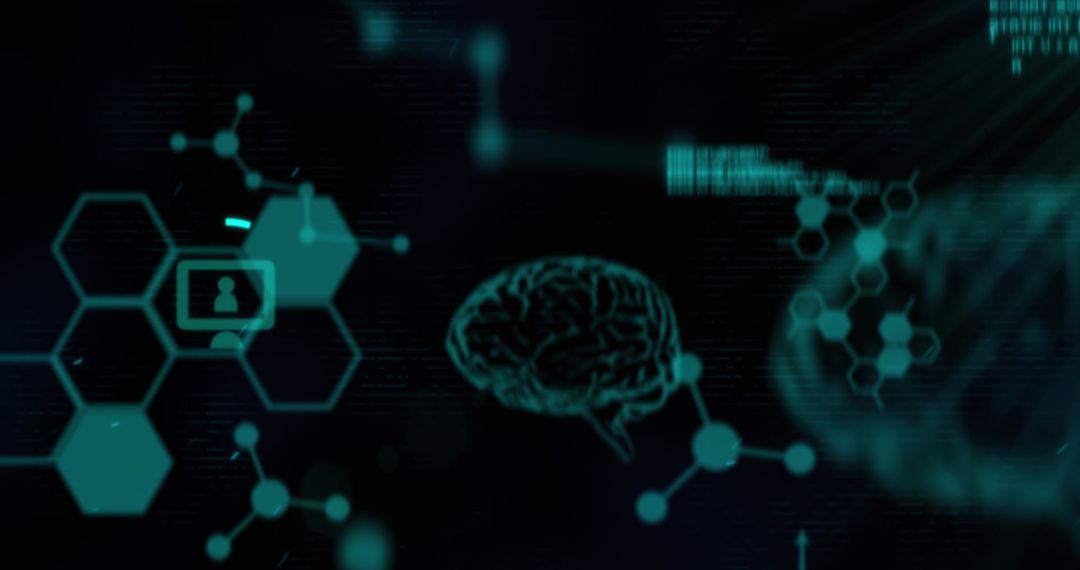 Futuristic Brain with Molecular Connections Representing AI Concept
