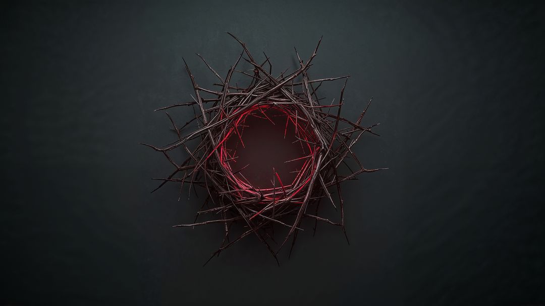 Thorny Twig Crown Nest with Red Inner Glow on Dark Surface