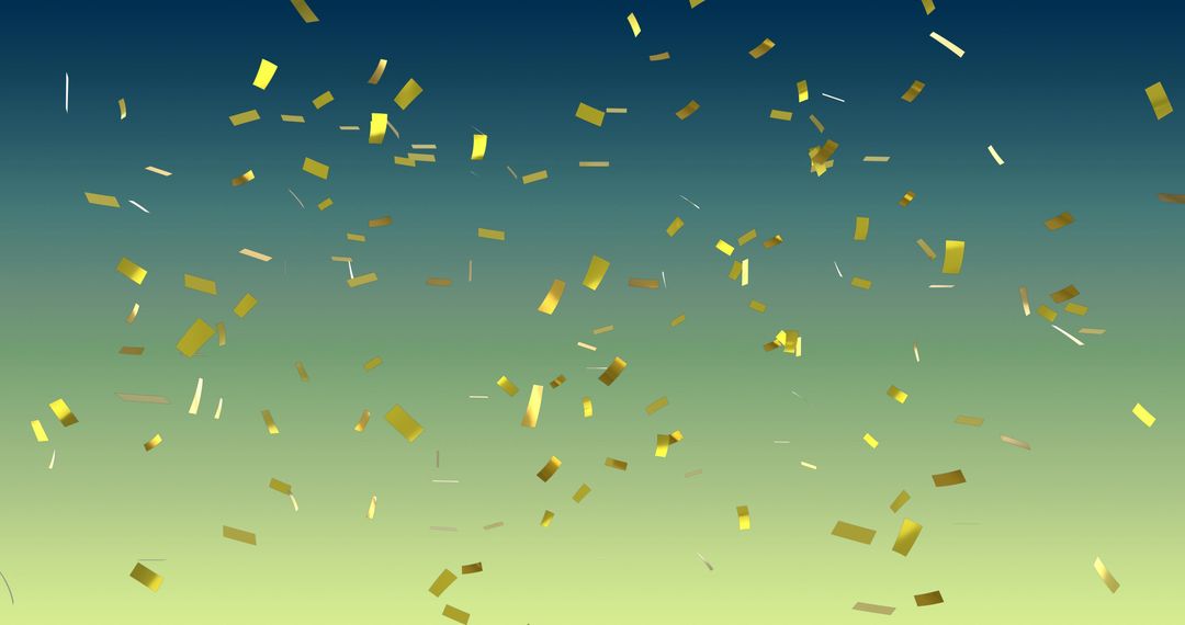 Gold Confetti Falling on Vibrant Gradient Background