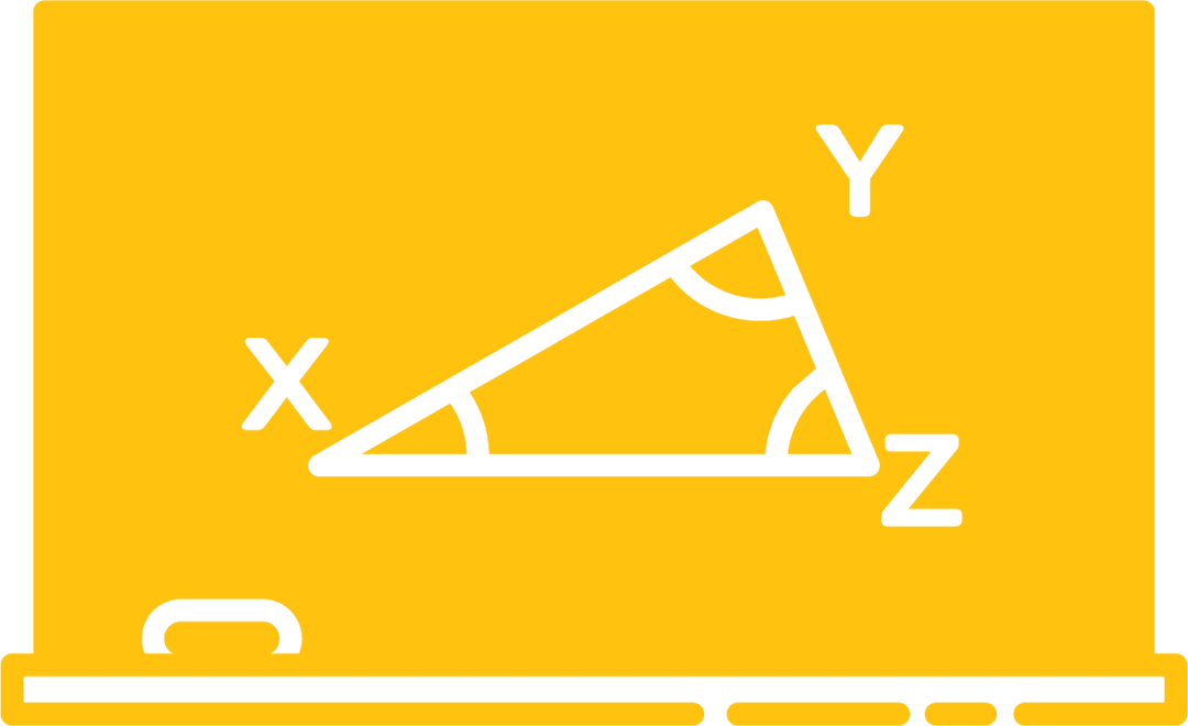 Transparent Triangle with XYZ Math Symbols on Yellow Background