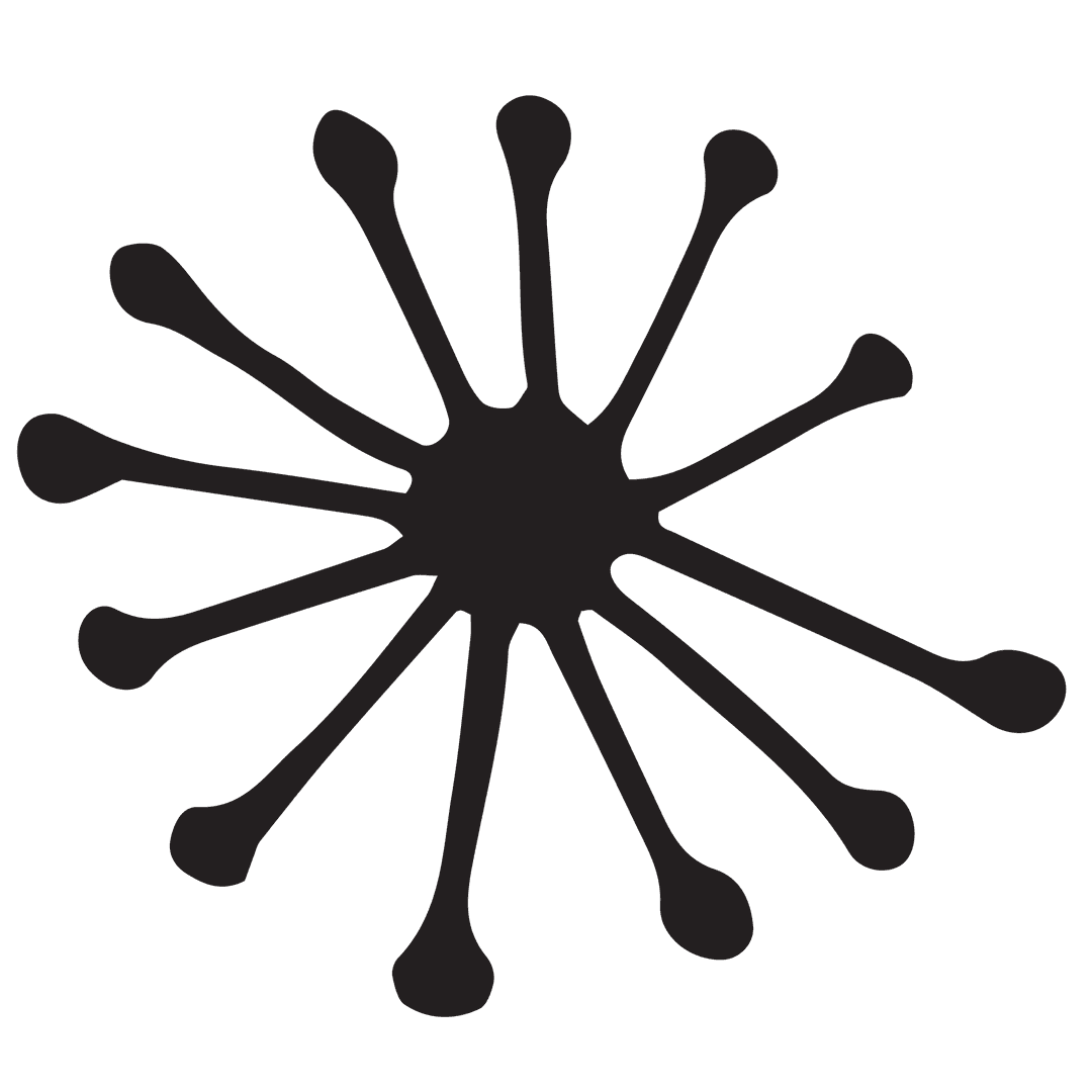 Black Abstract Shape on Transparent Background with Geometric Detail