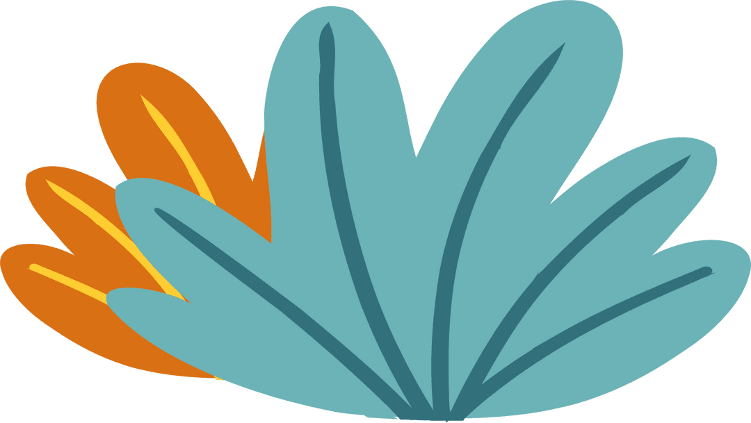 Transparent Teal and Orange Botanical Foliage