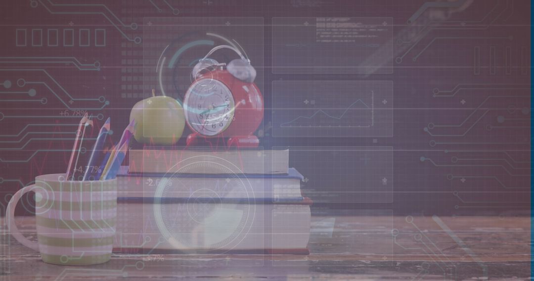 Digital Data Overlay on School Items and Books