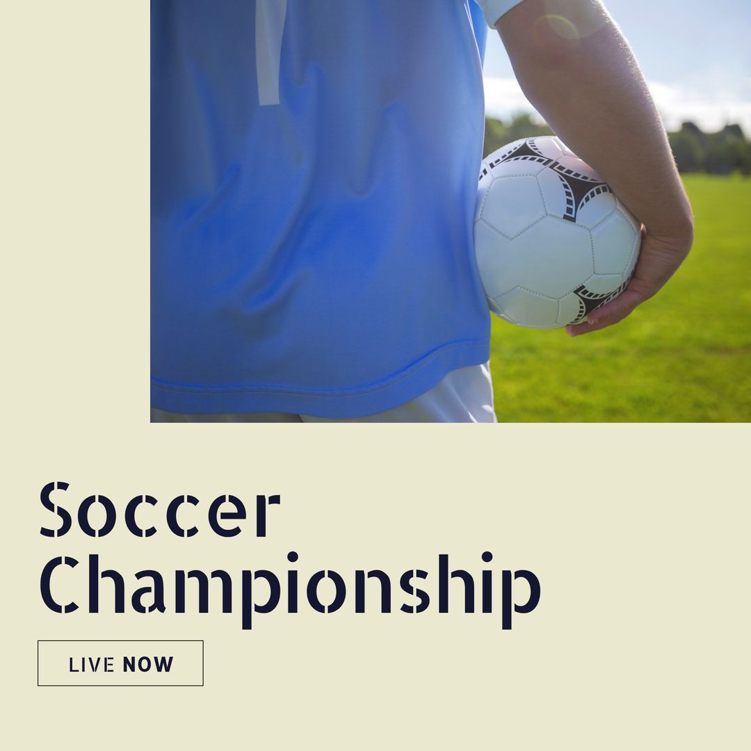 Soccer Championship Announcement with Player on Field