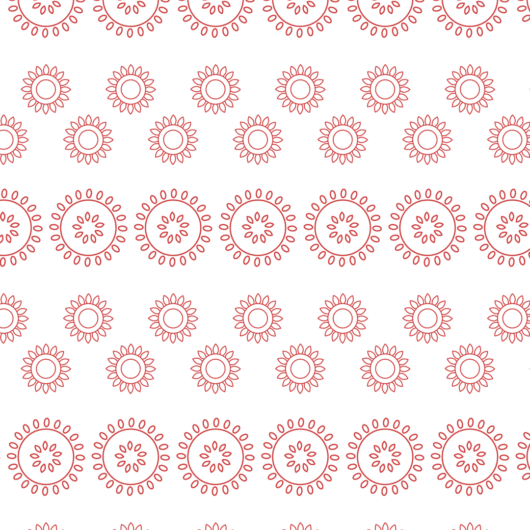 Red Floral Circles Pattern on Transparent Background