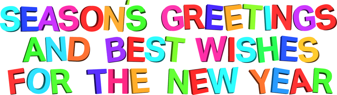 Colorful New Year Greetings on Transparent Background