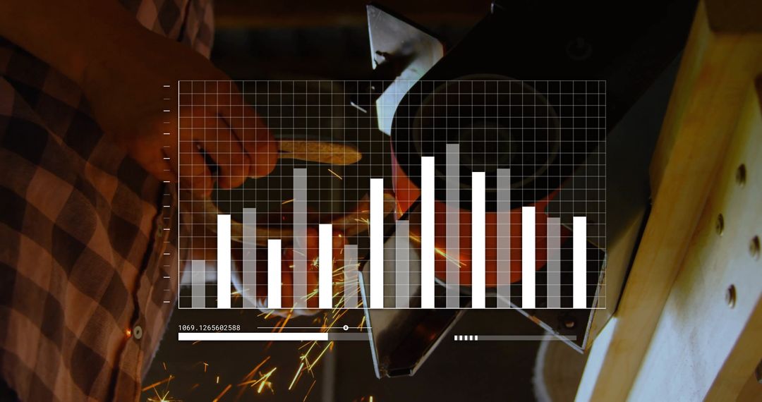Craftsman Using Angle Grinder with Data Overlay