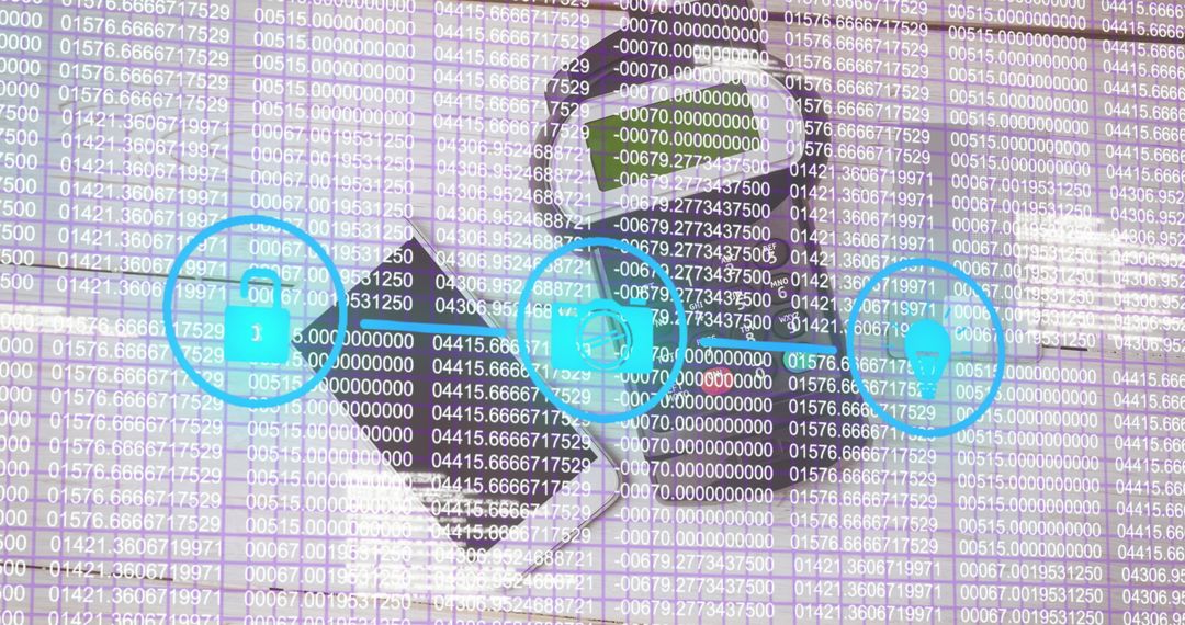 Digital Financial Data Processing with Network Connectivity Icons