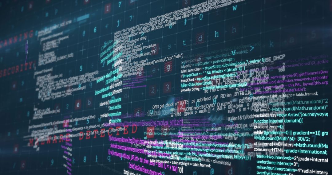 Abstract Digital Code with Matrix Visualization on Black Background