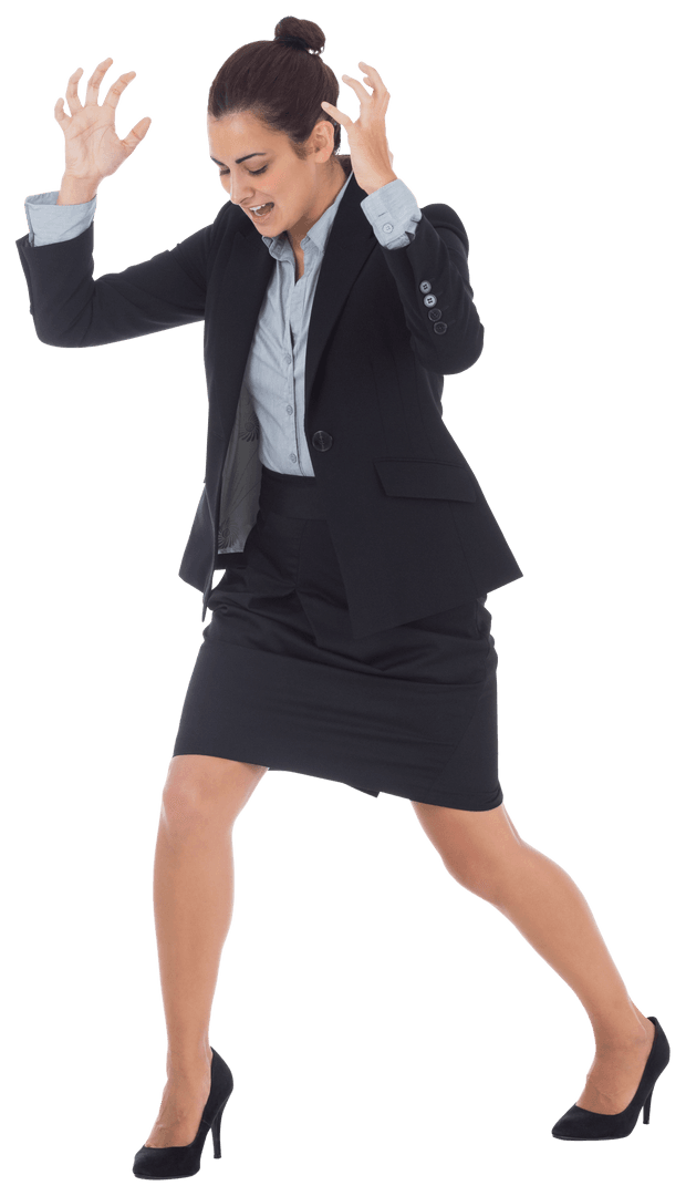 Stressed Businesswoman Showing Frustration on Transparent Background