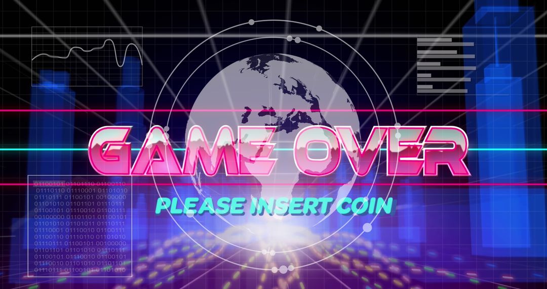 Futuristic Game Over Screen with Neon Text