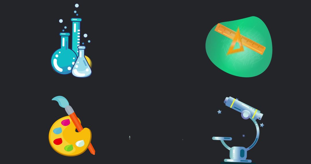 Colorful Educational Icons with Modern Digital Design Elements
