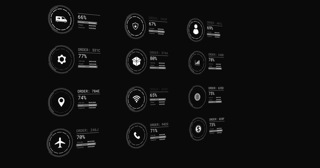 Global Shipping Interface with Digital Data Icons