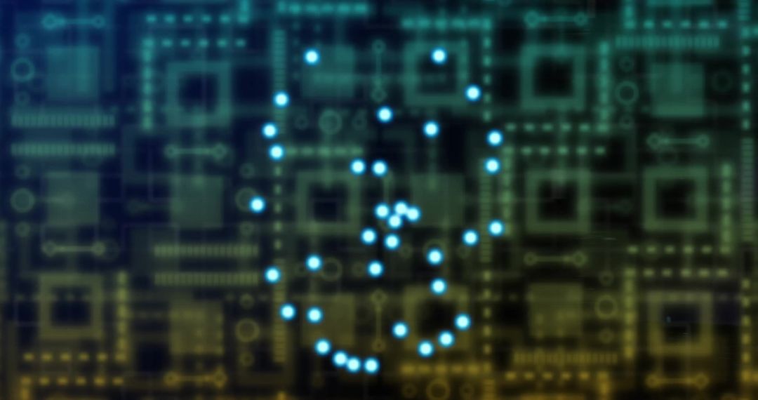 Glowing Bitcoin Symbol on Abstract Digital Circuit Board