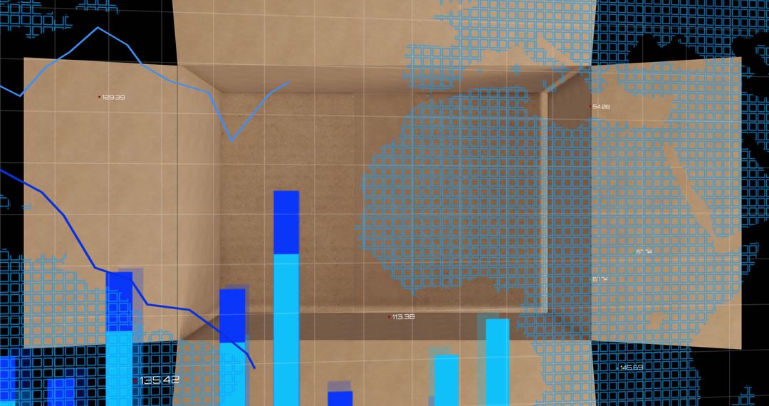 Global Shipping Data Analytics with Cardboard Box Overlay