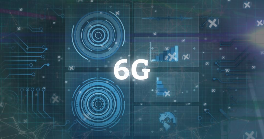 6G Technology Background with Digital Interface Elements