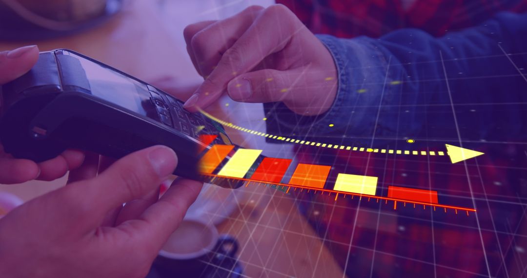 Contactless Payment with Abstract Global Finance Infographic Overlay