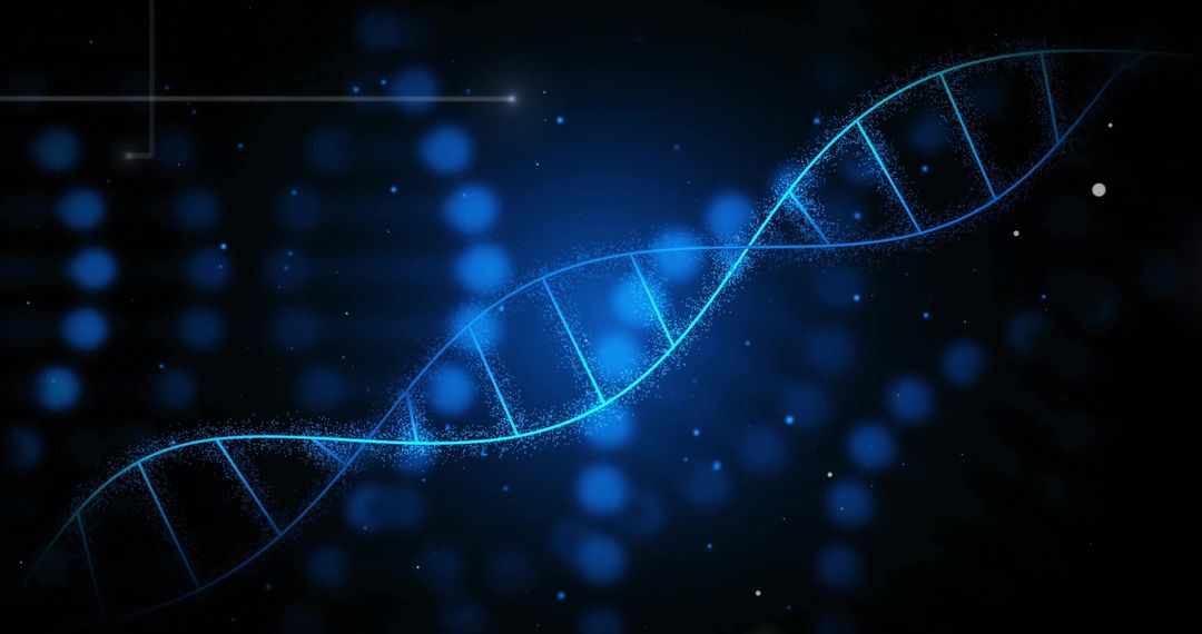 DNA Strands Glowing in Digital Interface