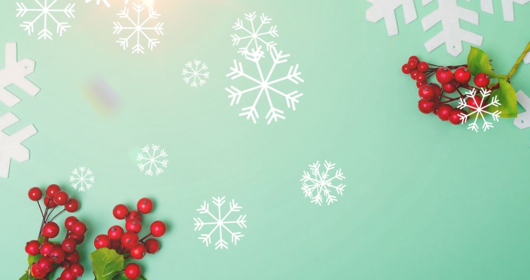 Christmas Background with Snowflakes and Holly Border