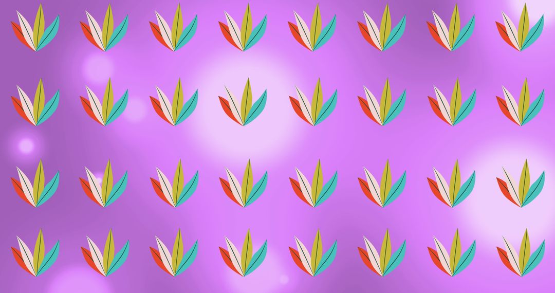 Abstract Floral Pattern with Vibrant Colors on Purple Background