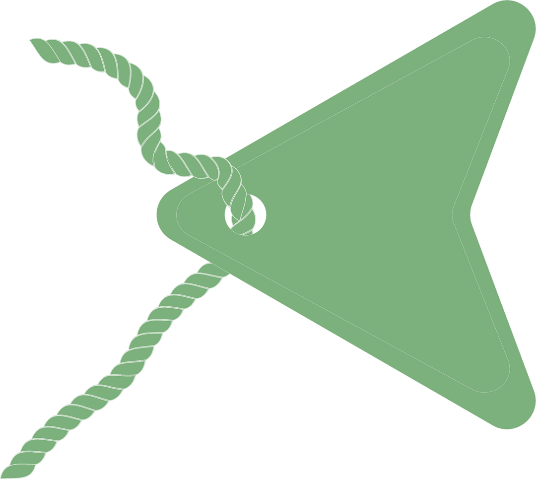 Triangular Green Tag with Twisted Rope on Transparent Background - Download Free Stock Images Pikwizard.com