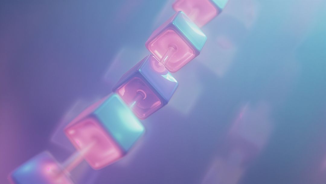 Futuristic Translucent Pastel Cube Chain in Soft Gradient