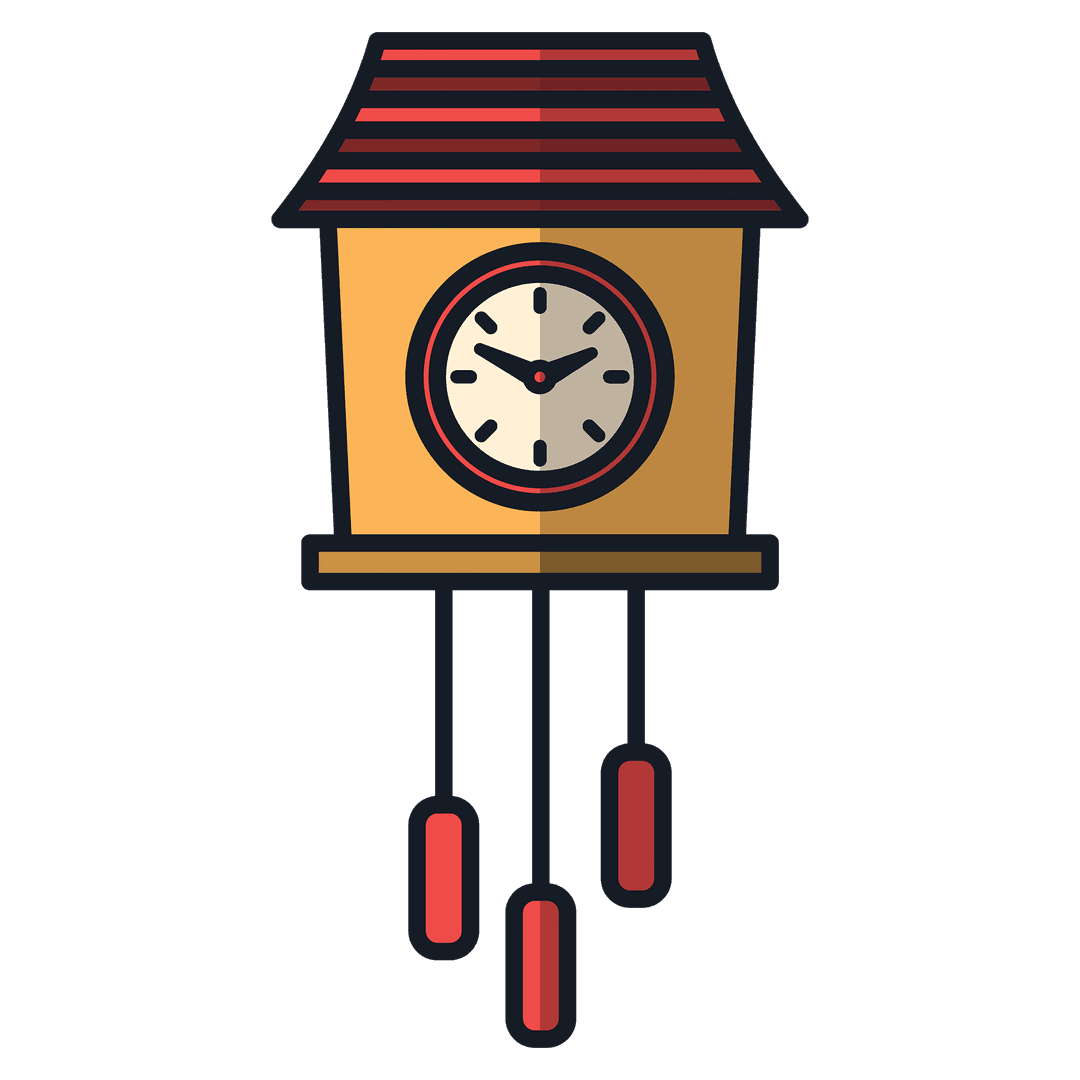 Retro Clock with Weighted Pendulum on Transparent Background