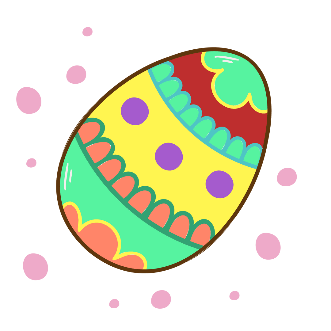 Colorful Festive Egg with Pattern and Confetti on Transparent Background