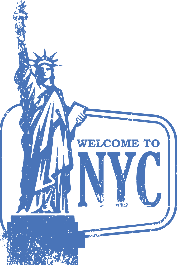 Welcome to NYC Transparent Design with Statue of Liberty