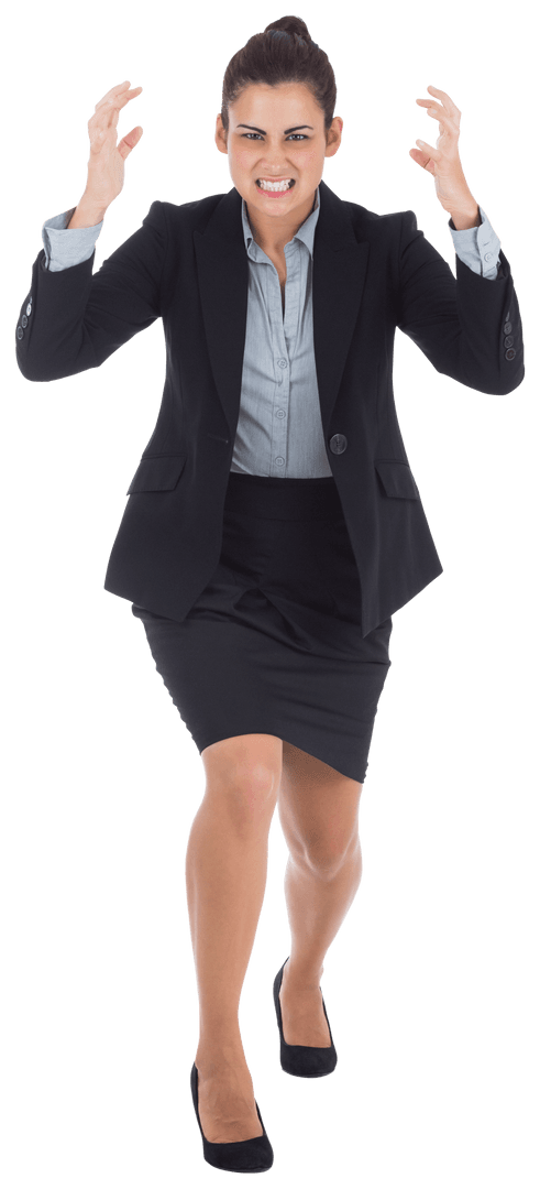 Transparent Furious Businesswoman Expressing Anger in Suit