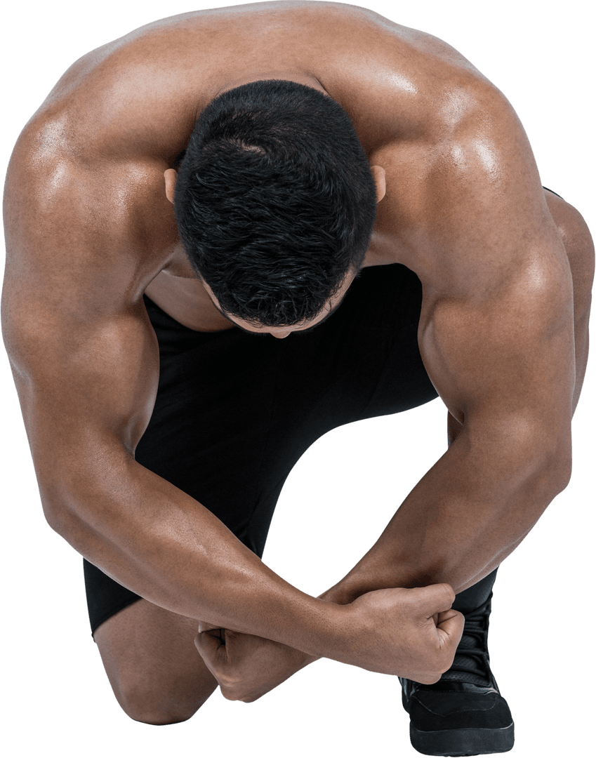 Transparent Muscular Man Flexing Fitness Pose