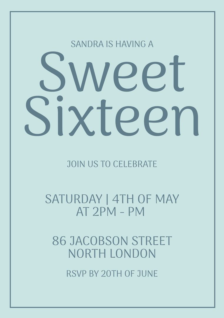 Minimalist Sweet Sixteen Invitation with Elegant Typography - Download Free Stock Templates Pikwizard.com