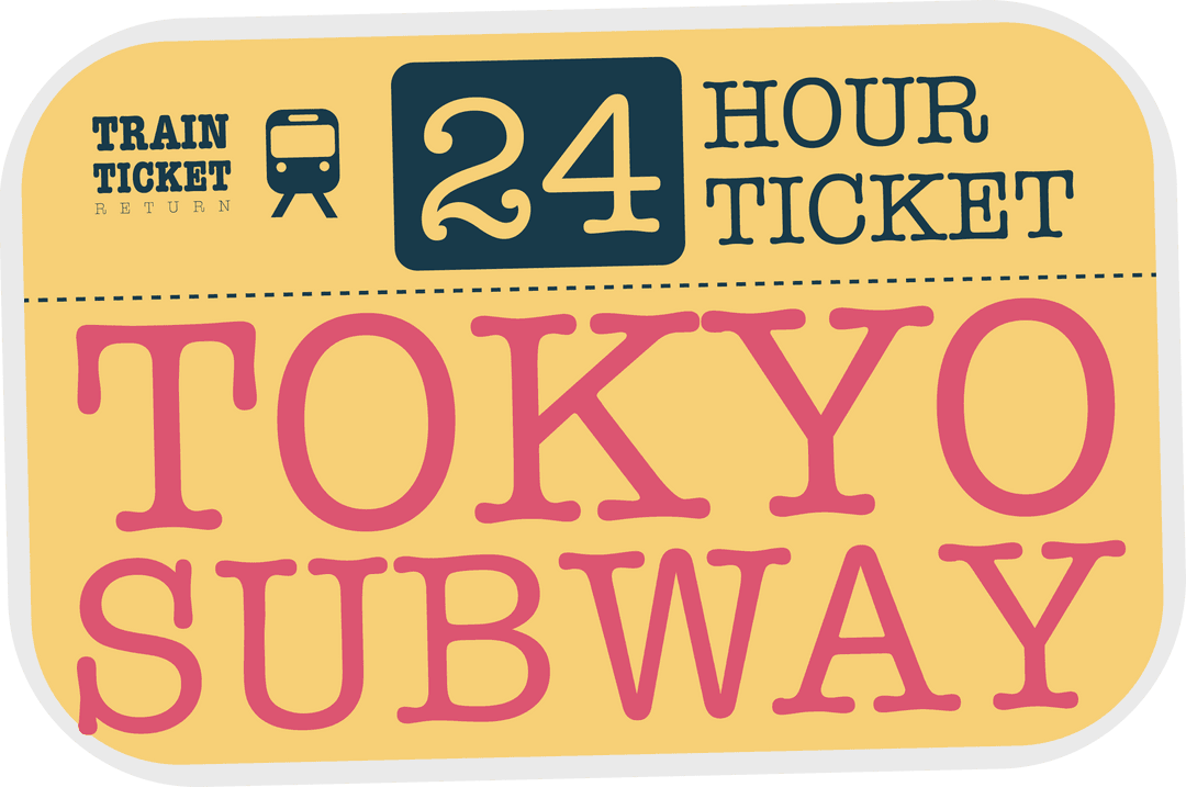 Tokyo Subway 24-Hour Ticket Icon on Transparent Background