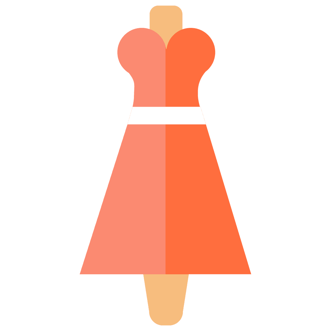 Stylish Red Dress on Mannequin Transparent Background Icon