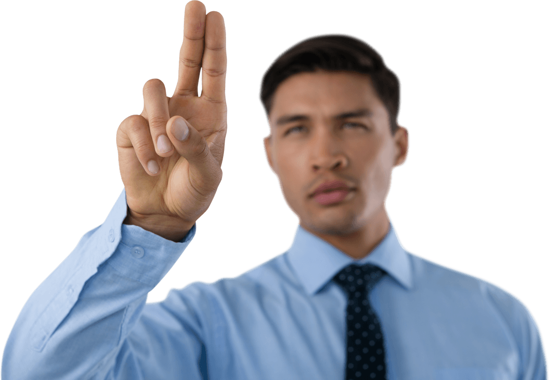 Businessman Interacting with Transparent Future Interface