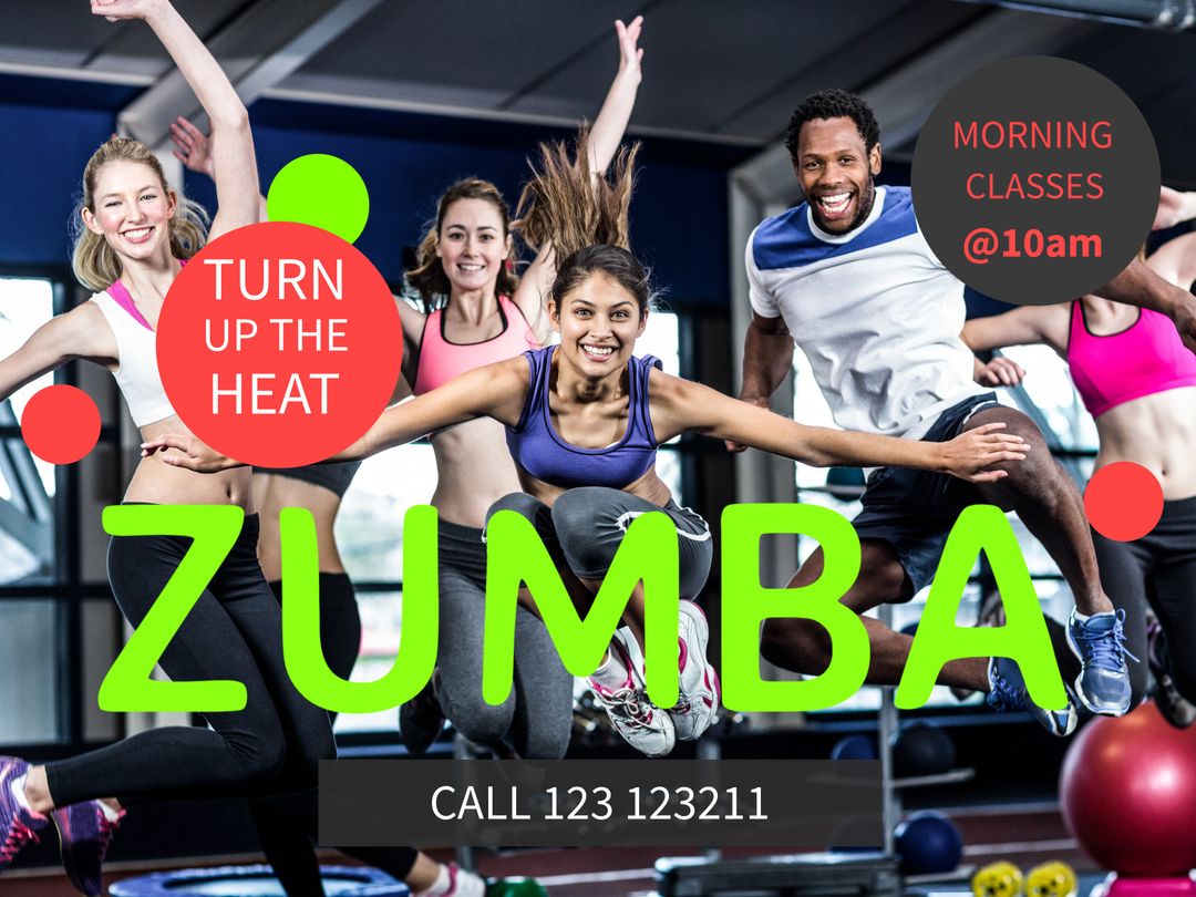 Energetic Group Enjoying Zumba Fitness Class
