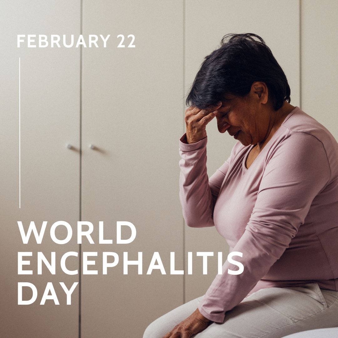 Senior Woman Experiencing Headache on World Encephalitis Day - Download Free Stock Templates Pikwizard.com