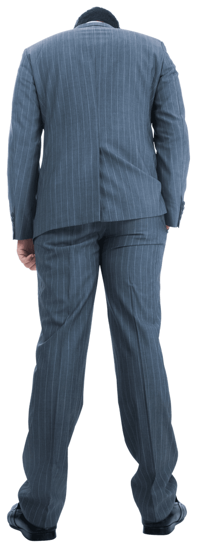 Caucasian Businessman in Suit Viewed from Back on Transparent Background