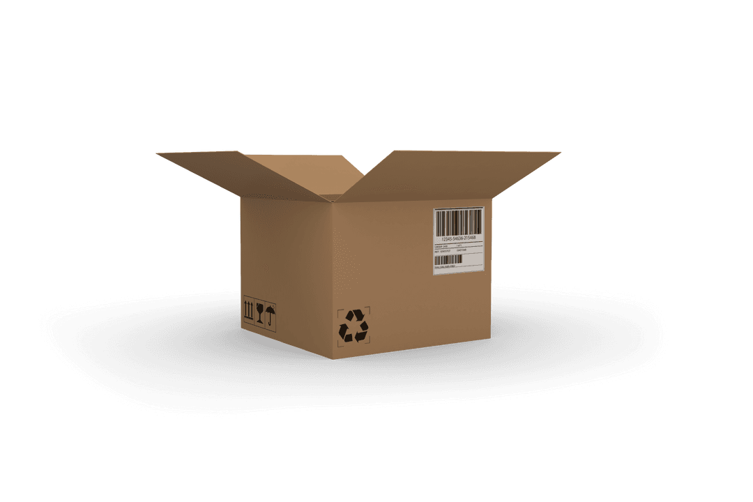 Open Cardboard Box on Transparent Background for Shipping Concepts